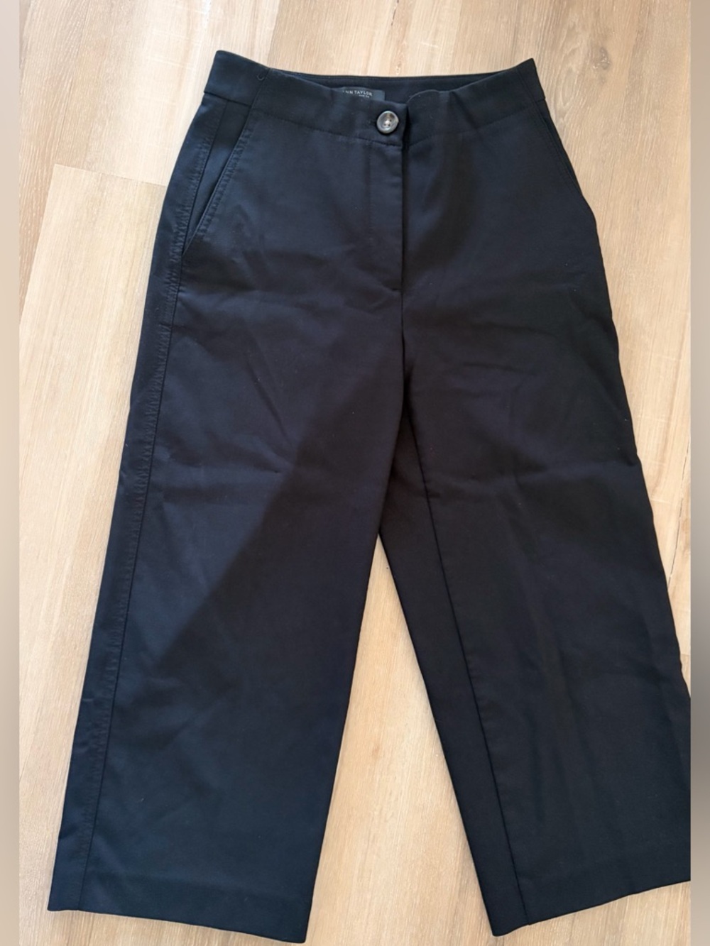 Ann Taylor Black Petite-Curvy Wide Leg Pants
